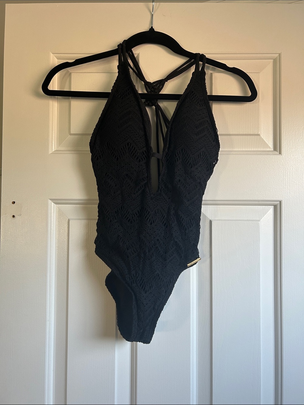 8 Black Crochet One-Piece Swimsuit